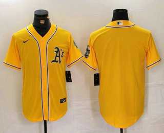 Mens Oakland Athletics Blank Yellow Cool Base Stitched Baseball Jersey->oakland athletics->MLB Jersey